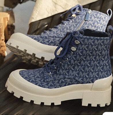 michael kors payton bootie|Payton Denim Jacquard Combat Boot .